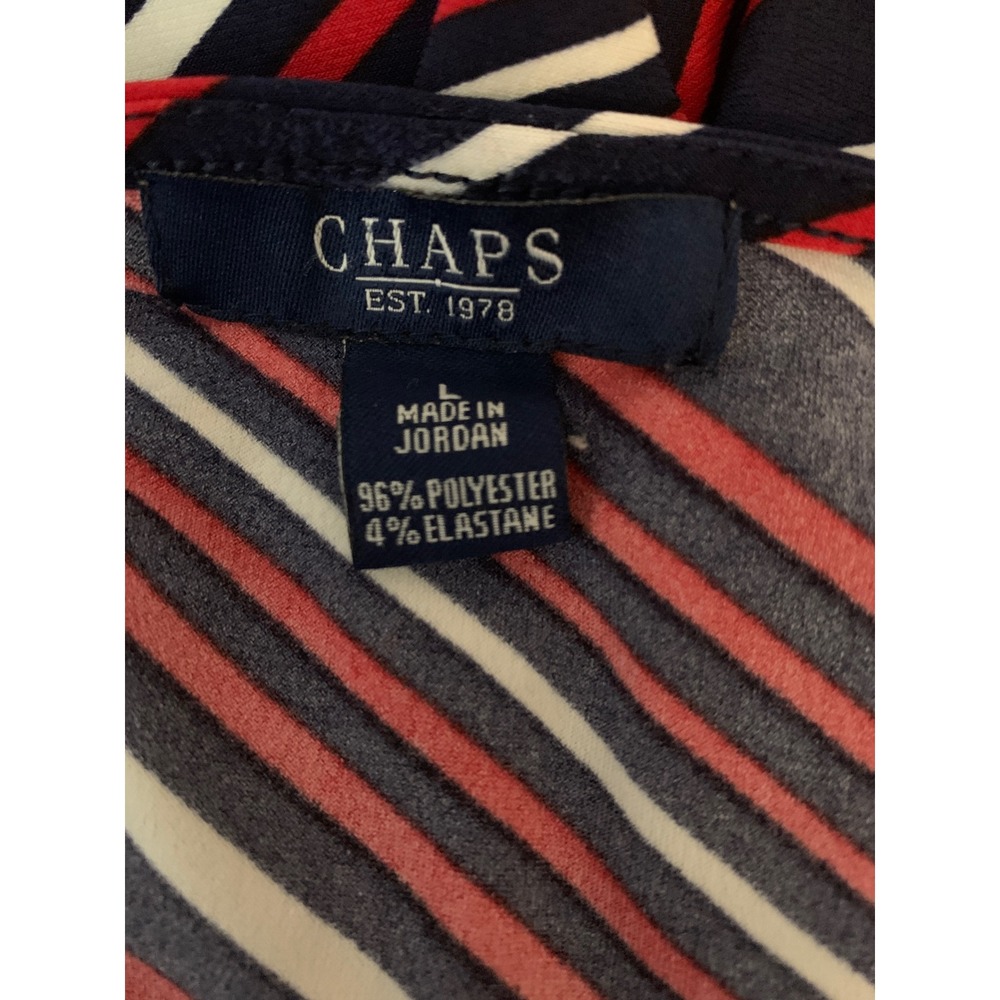 Chaps Womens Large Navy Blue Red White Striped Cowl Neck Sleeveless Top Blouse - Picture 4 of 4